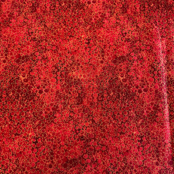 Fabric with an abstract all-over circular bubble pattern in mixed sizes and textured detailing.