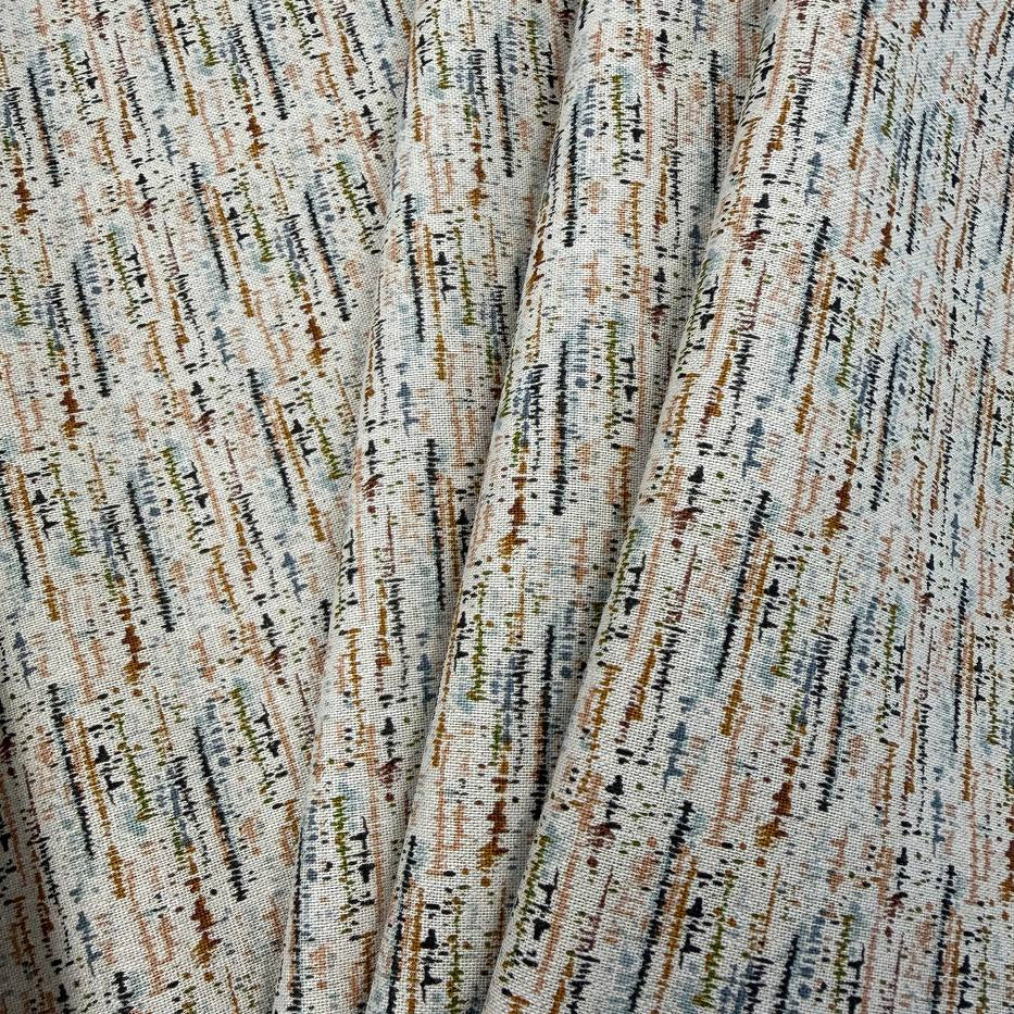Wellspring by Fancy That Design House for Moda 545677L-11 cotton linen fabric with an abstract multicolor linear print on a cream background.