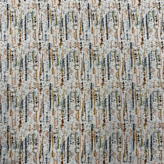 Wellspring by Fancy That Design House for Moda 545677L-11 cotton linen fabric with an abstract multicolor linear print on a cream background.