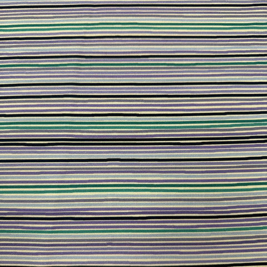 Lilac Lavender by STOF 100% cotton fabric with horizontal lilac, lavender, teal, navy, blue and white stripes.