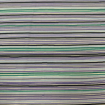 Lilac Lavender by STOF 100% cotton fabric with horizontal lilac, lavender, teal, navy, blue and white stripes.