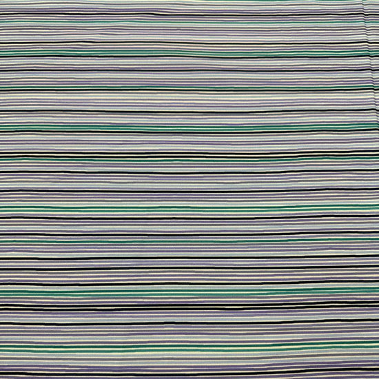 Lilac Lavender by STOF 100% cotton fabric with horizontal lilac, lavender, teal, navy, blue and white stripes.