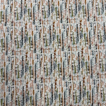 Wellspring by Fancy That Design House for Moda 100% cotton fabric with abstract linear markings in rust, olive green, soft blue, peach, brown and charcoal on an eggshell background.