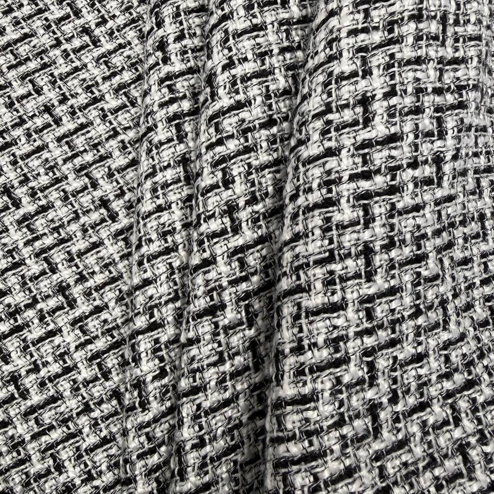 Telio Darla Tweed black and white textured woven polyester fabric