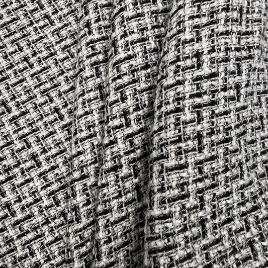 Telio Darla Tweed black and white textured woven polyester fabric