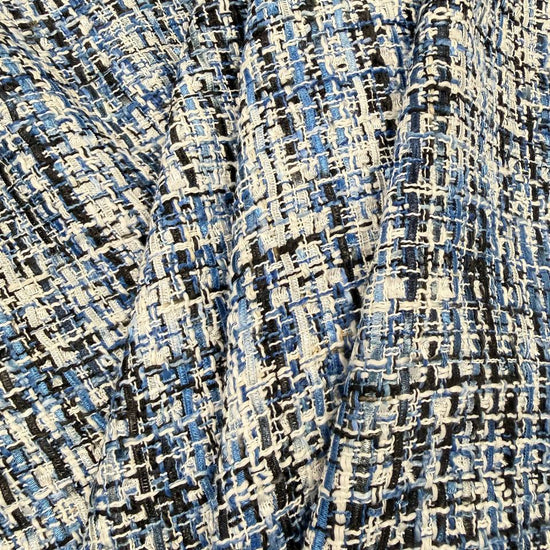 Telio Nancy Tweed blue, white and black textured woven fabric