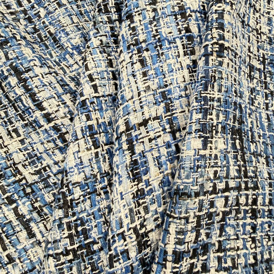 Telio Nancy Tweed blue, white and black textured woven fabric