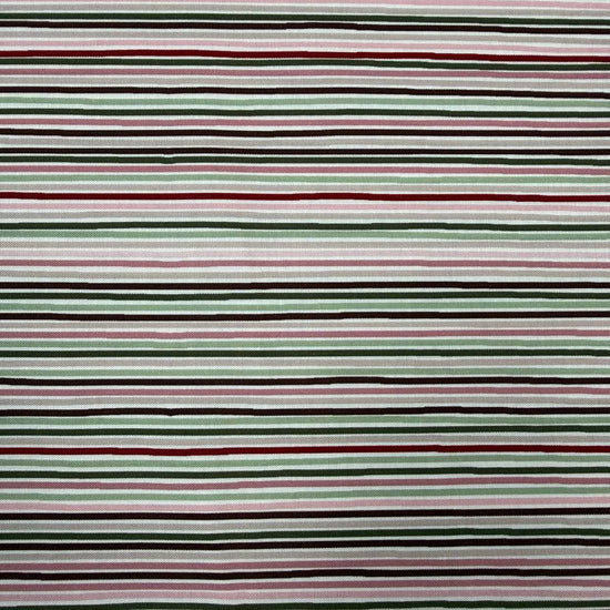 Taylor Rose by STOF 100% cotton fabric with pink, burgundy, sage green, taupe and cream horizontal stripes.