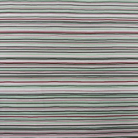 Taylor Rose by STOF 100% cotton fabric with pink, burgundy, sage green, taupe and cream horizontal stripes.