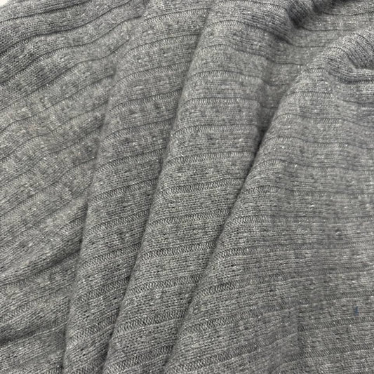 Grey textured knit fabric with subtle sparkle for sweaters and apparel