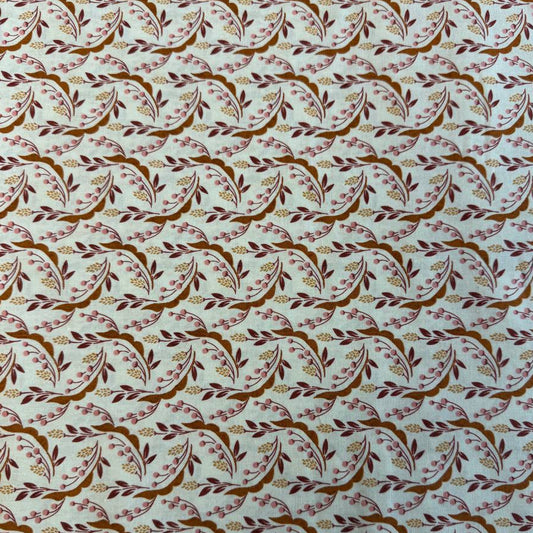 Acorn Hollow quilting cotton fabric by BasicGrey for Moda Fabrics featuring flowing botanical vines, berries, and foliage in warm earthy tones on an ecru background.