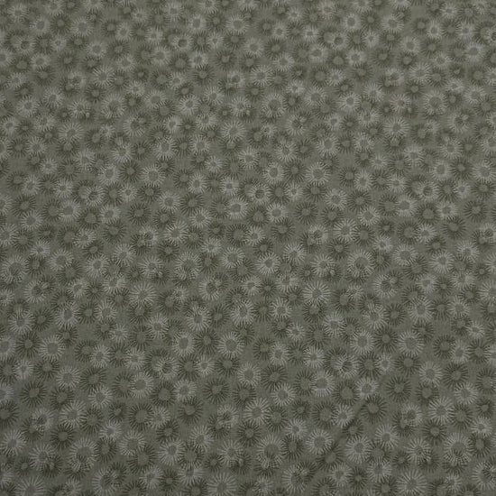 100% cotton tonal sunburst print fabric available in blue, sage green, charcoal grey and cream, 60 inches wide.