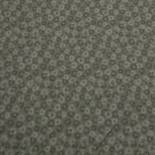 100% cotton tonal sunburst print fabric available in blue, sage green, charcoal grey and cream, 60 inches wide.