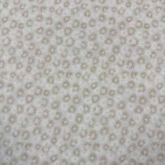 100% cotton tonal sunburst print fabric available in blue, sage green, charcoal grey and cream, 60 inches wide.