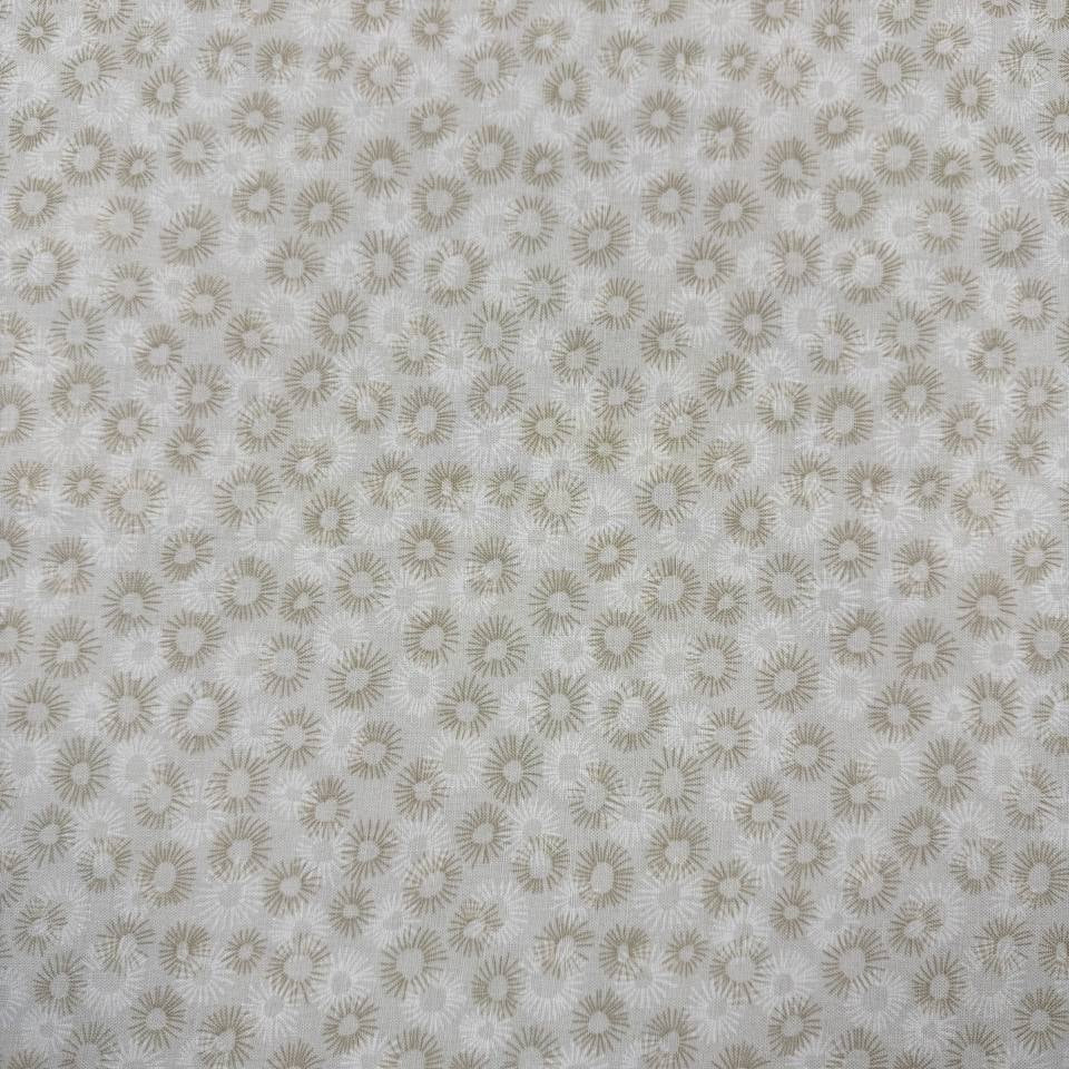 100% cotton tonal sunburst print fabric available in blue, sage green, charcoal grey and cream, 60 inches wide.