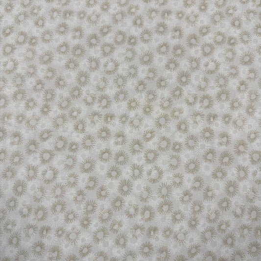 100% cotton tonal sunburst print fabric available in blue, sage green, charcoal grey and cream, 60 inches wide.