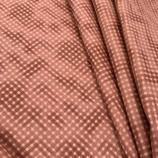 100% cotton poplin check fabric in six colours – navy blue, olive green, charcoal grey, dusty rose, mustard and beige – Sasha’s Atelier.