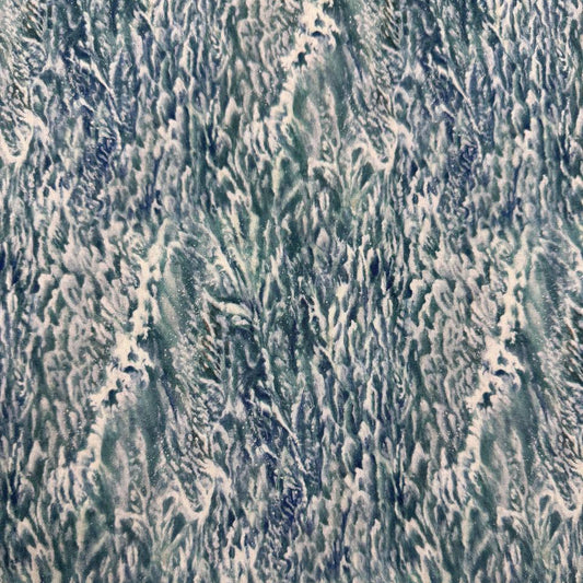 Northcott Naturescapes Voyage blue multi 100% cotton fabric featuring a realistic ocean wave and foamy water print.