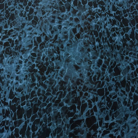 Northcott Naturescapes Voyage Still Water blue multi 100% cotton fabric with deep blue and turquoise water texture.
