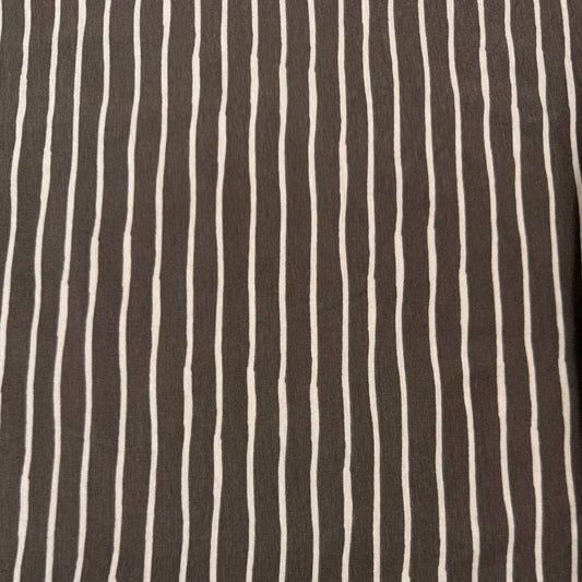 Taupe cotton jersey knit fabric with light vertical stripes, 95% cotton and 5% elastane, 200 GSM.