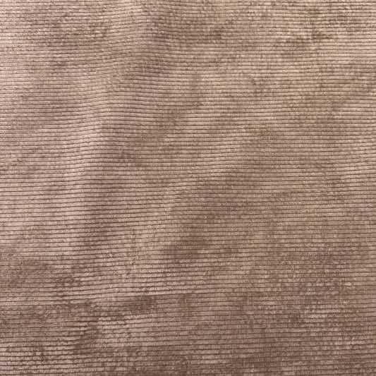 Washed corduroy bonded sherpa fabric in Camel Taupe and Old Rose with soft plush backing