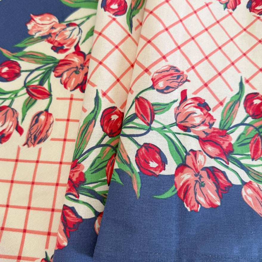 Classic Retro, Tulip, Tulip Toweling, Floral Toweling, Cotton Toweling, 100% Cotton, Retro Floral, Kitchen Toweling, 16 Inch Toweling, Home Decor