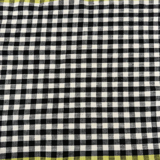 Ruby Star Society Small Checker 100% cotton toweling in black and white with lime green border.