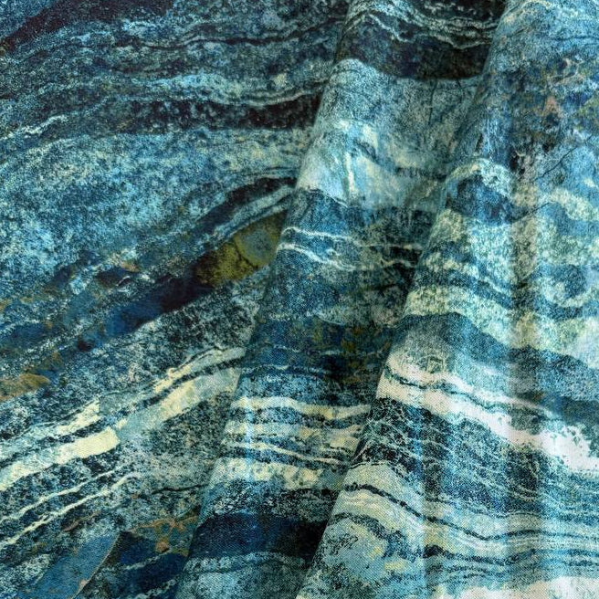 Stonehenge Ombre Wide Backing 108 inch cotton quilting fabric in teal and blue marble stone texture print.