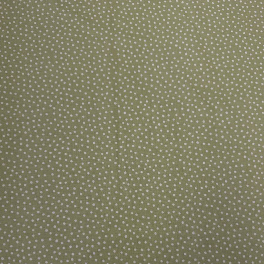 Story Book Dots quilting cotton fabric in green with delicate white dotted pattern, 100% cotton, 45 inch wide.