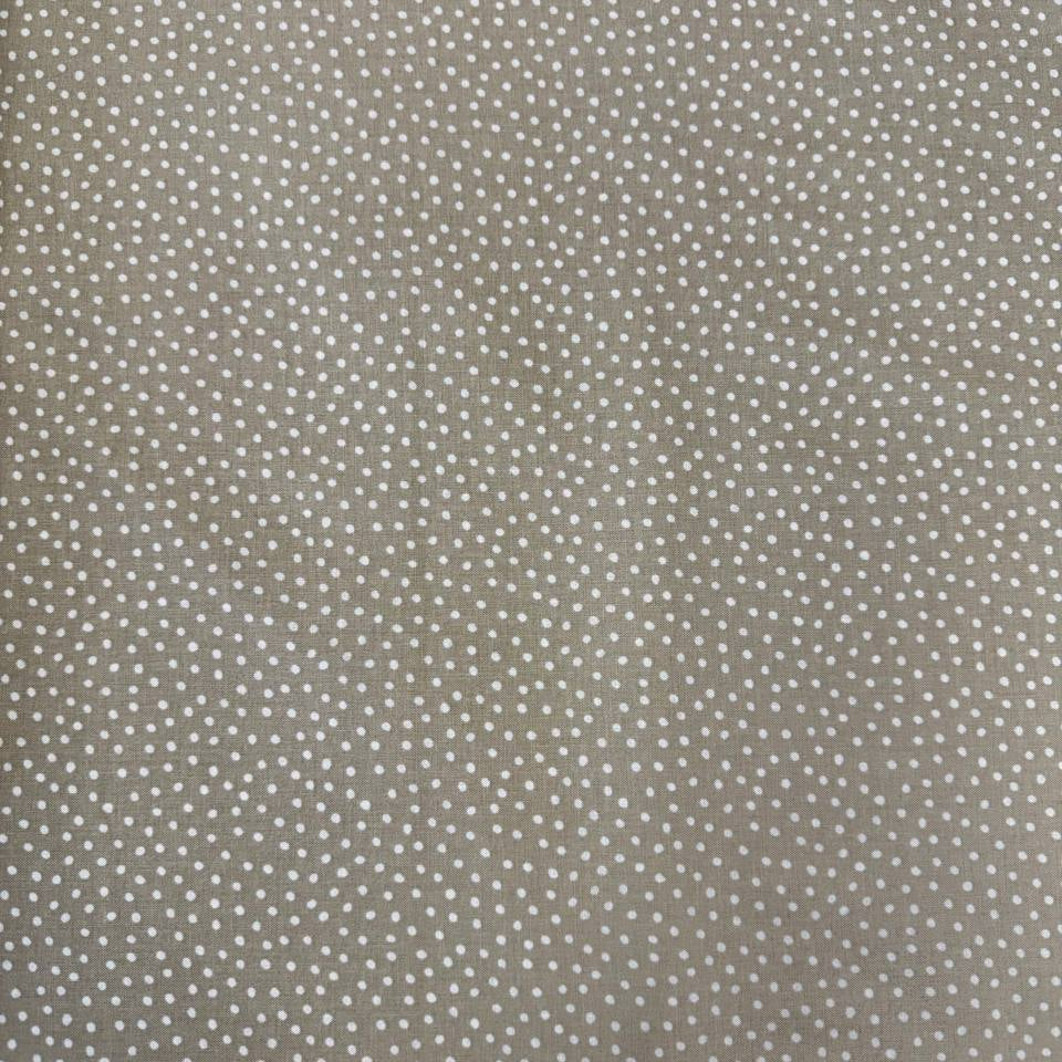 Story Book Dots quilting cotton fabric in taupe with delicate white dotted pattern, 100% cotton, 45 inch wide.