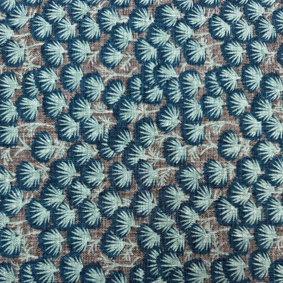 Snow Drift 100% cotton quilting fabric available in Mint and Teal featuring a textured botanical leaf print on 45-inch wide cotton.