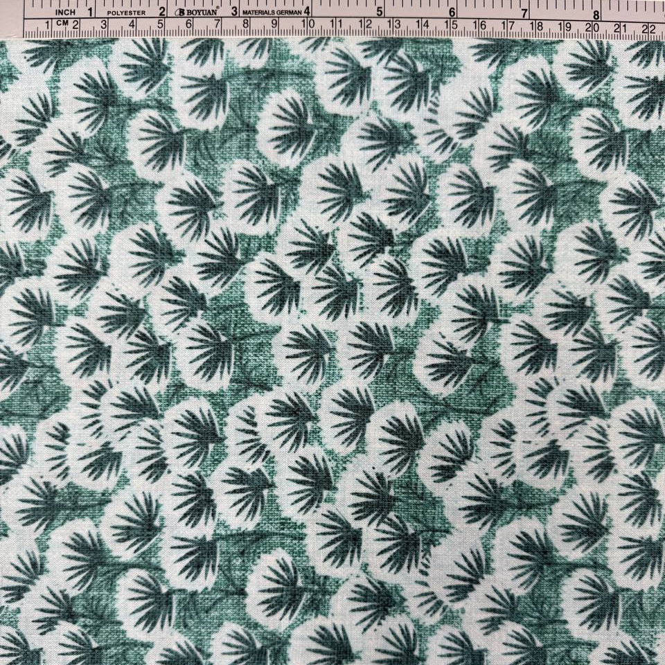 Snow Drift 100% cotton quilting fabric available in Mint and Teal featuring a textured botanical leaf print on 45-inch wide cotton.