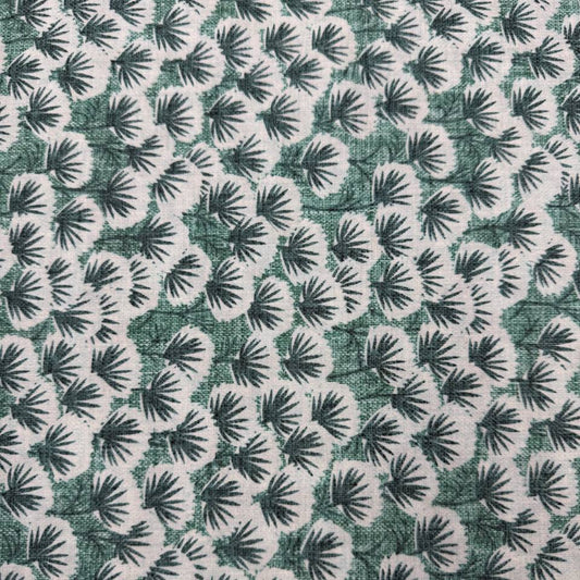 Snow Drift 100% cotton quilting fabric available in Mint and Teal featuring a textured botanical leaf print on 45-inch wide cotton.