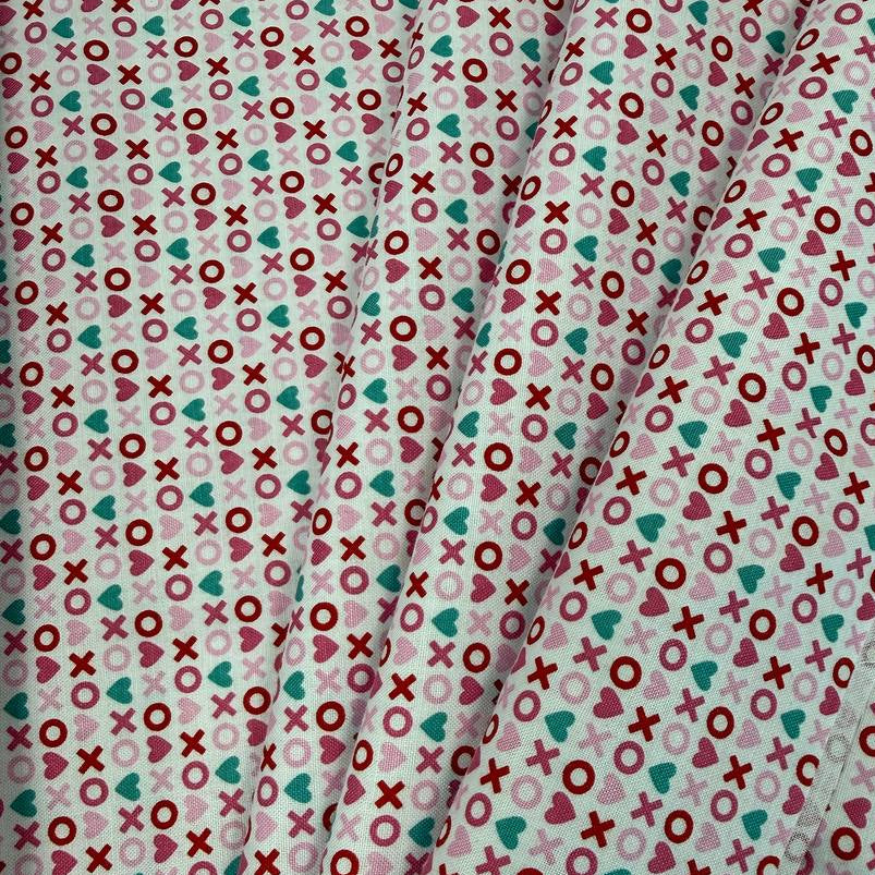 Smitten Chicken by Poppie Cotton XOXO quilting fabric available in White, Aqua, and Red, 100% cotton, 45-inch wide.