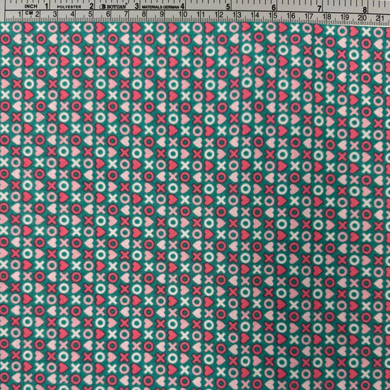 Smitten Chicken by Poppie Cotton XOXO quilting fabric available in White, Aqua, and Red, 100% cotton, 45-inch wide.