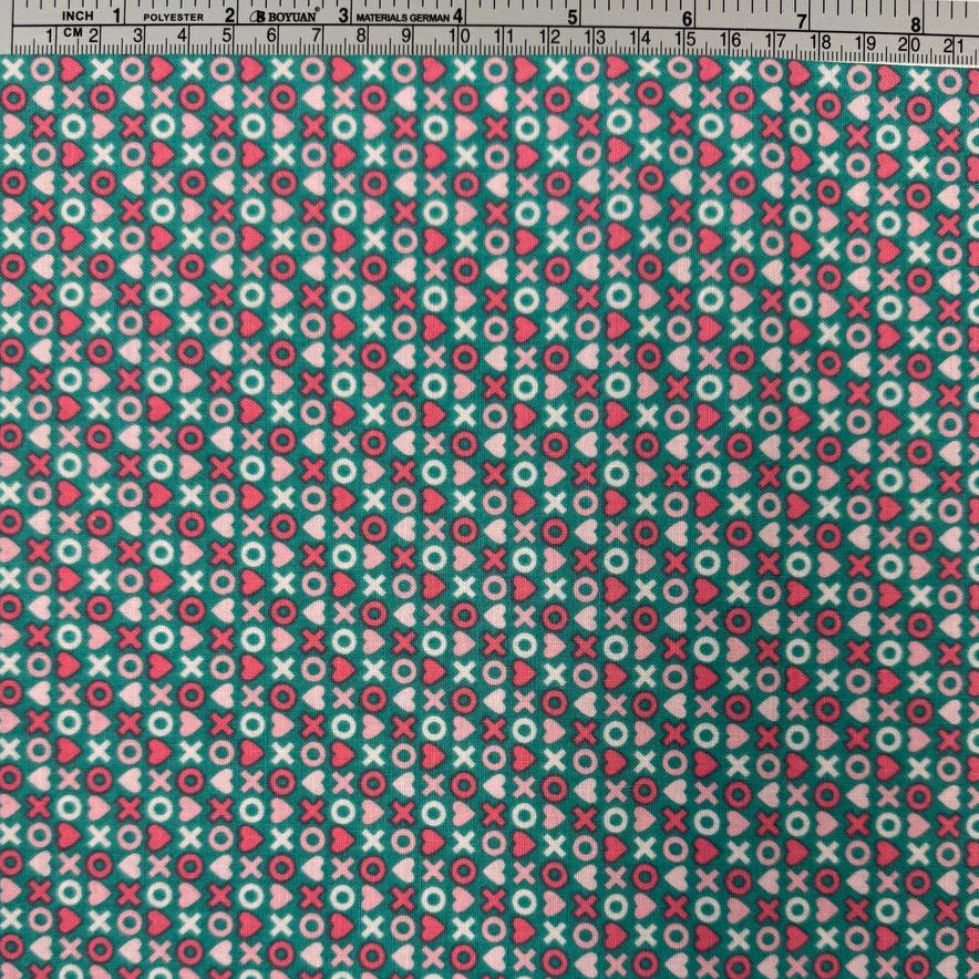 Smitten Chicken by Poppie Cotton XOXO quilting fabric available in White, Aqua, and Red, 100% cotton, 45-inch wide.