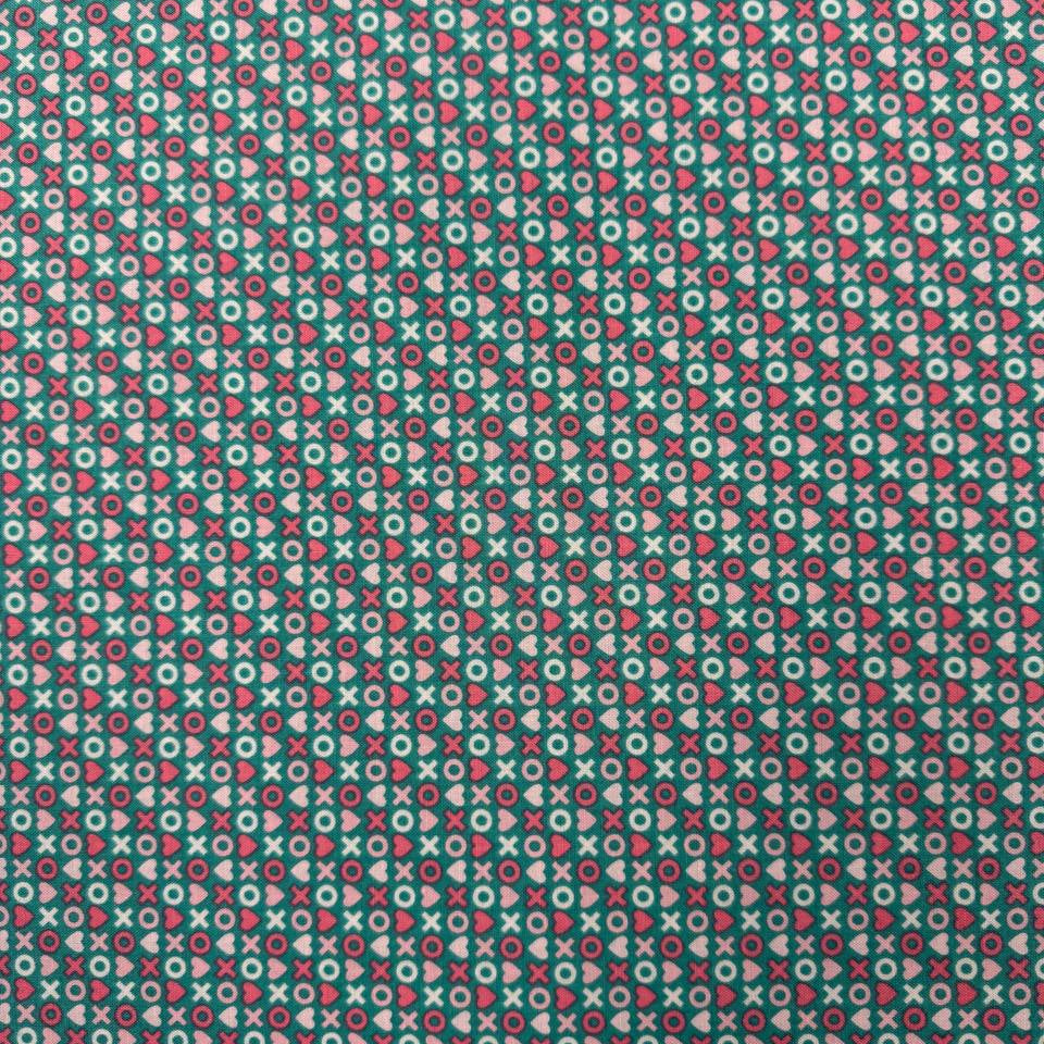 Smitten Chicken by Poppie Cotton XOXO quilting fabric available in White, Aqua, and Red, 100% cotton, 45-inch wide.
