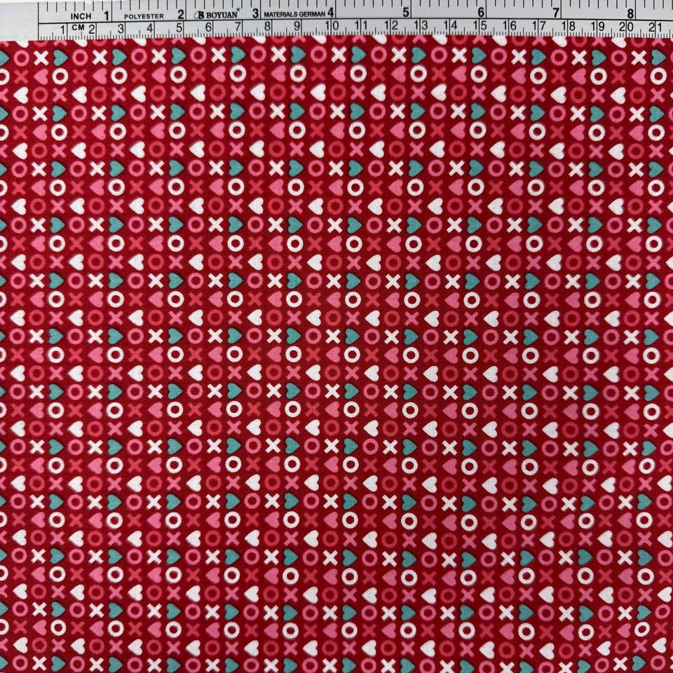 Smitten Chicken by Poppie Cotton XOXO quilting fabric available in White, Aqua, and Red, 100% cotton, 45-inch wide.