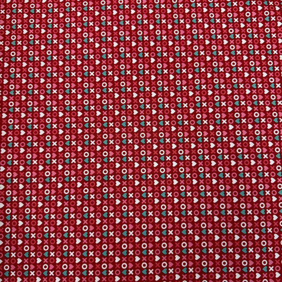Smitten Chicken by Poppie Cotton XOXO quilting fabric available in White, Aqua, and Red, 100% cotton, 45-inch wide.