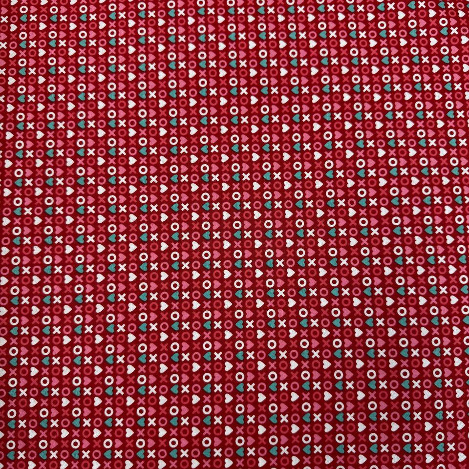 Smitten Chicken by Poppie Cotton XOXO quilting fabric available in White, Aqua, and Red, 100% cotton, 45-inch wide.