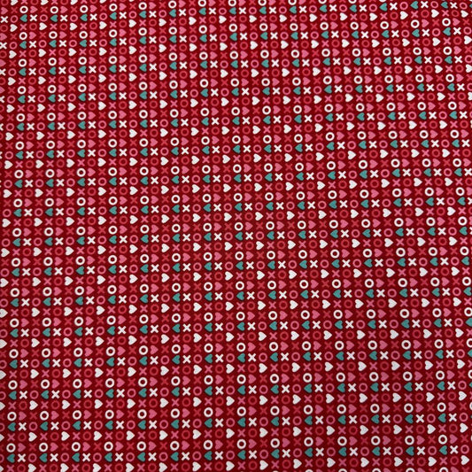 Smitten Chicken by Poppie Cotton XOXO quilting fabric available in White, Aqua, and Red, 100% cotton, 45-inch wide.