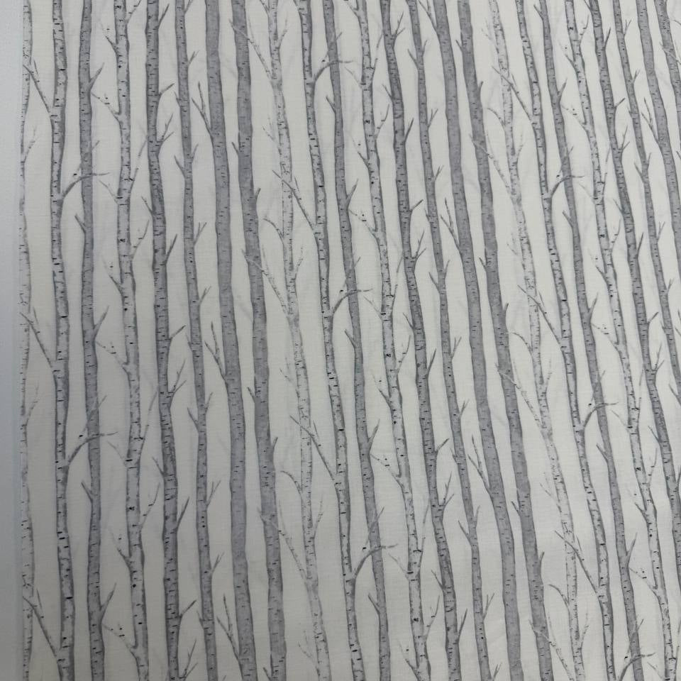 Tanglewood White Multi 100% cotton fabric featuring layered grey tree branches on a white background, product code 29286-10