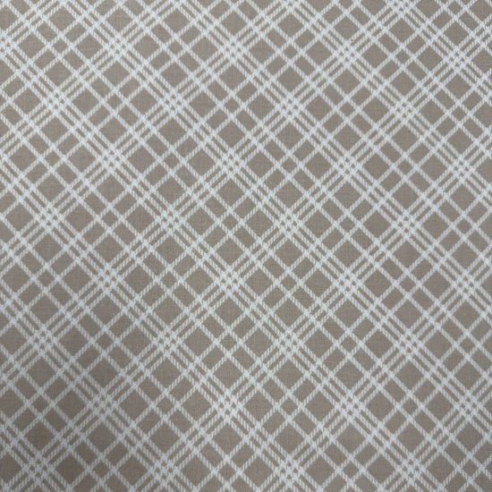 Always By My Side Taupe 100% cotton fabric featuring a white plaid geometric pattern on a soft taupe background, product code 91331-30