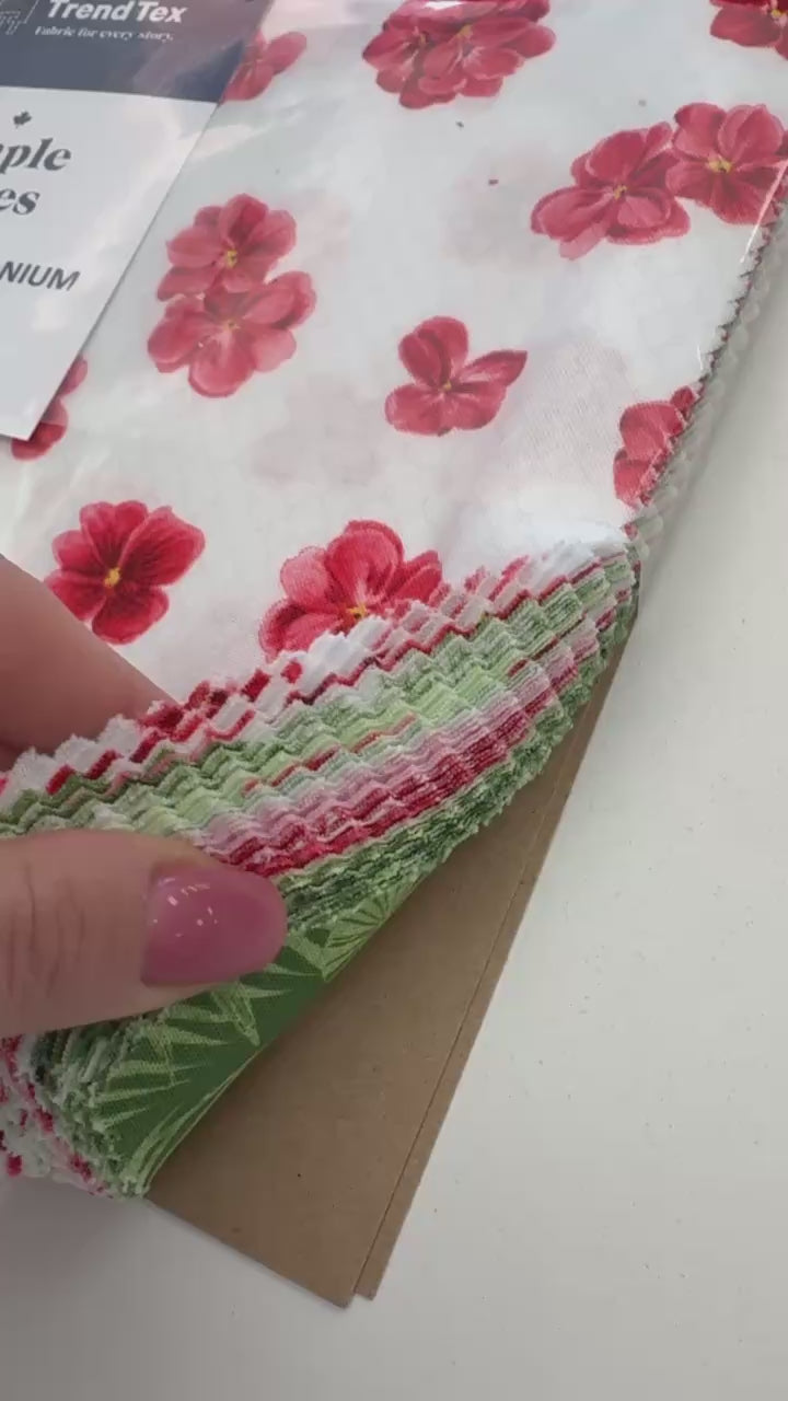 Bettys Geranium Maple Cakes fabric bundle by Benartex red floral quilting cotton precut squares