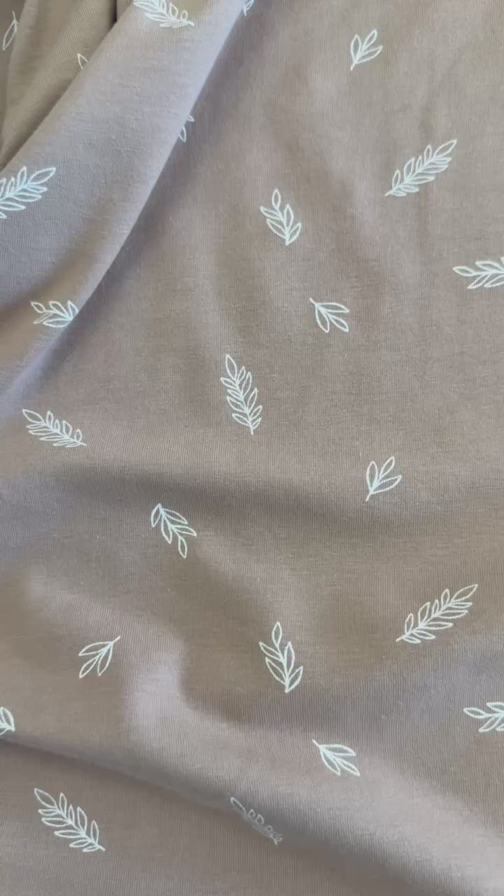 Beige quilted cotton jersey fabric 95 cotton 5 spandex